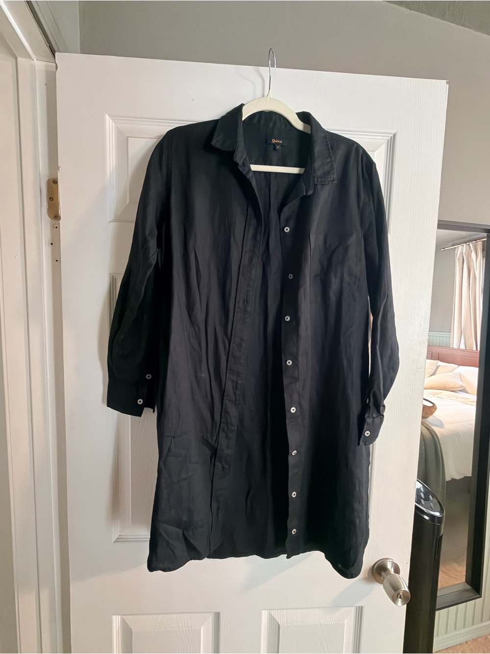 Quince European Linen Dress Black